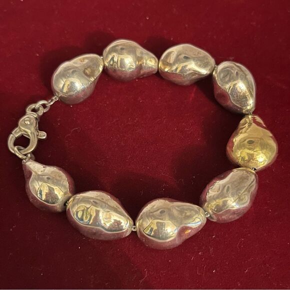 ZINA Elegant 925 Silver and 14K Gold Faux Baroque Pearl Bracelet - Picture 1 of 7